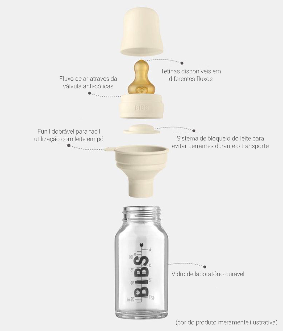 Bibs Biberão Vidro Anti-Cólicas Borracha Natural 225ml - Verde