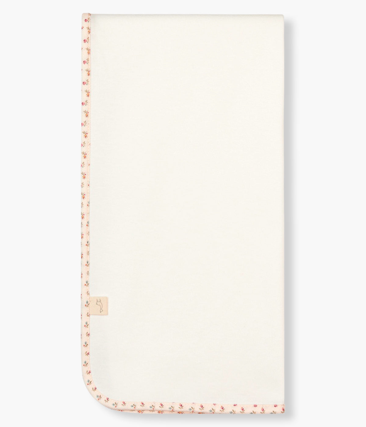 Vista traseira da fralda pérola da Baby Gi para bebé menina e recém-nascida, 100% algodão. Delicada fralda com laço e contorno com padrão floral.
