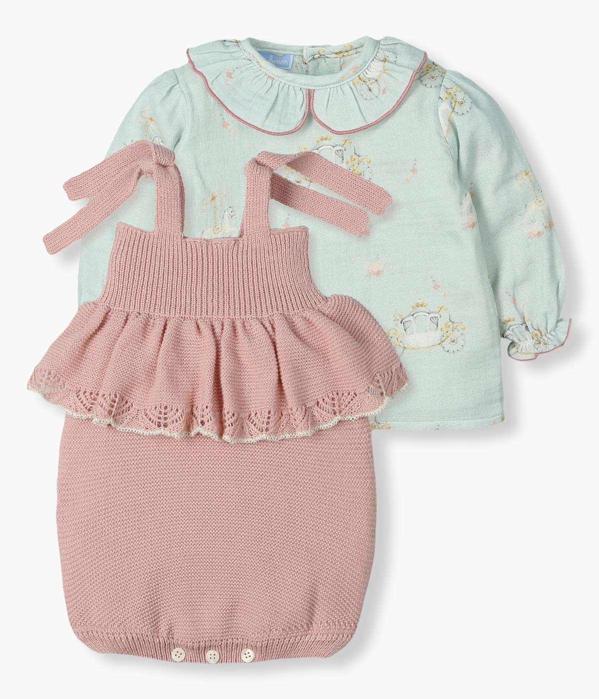 Conjunto em Malha e Algodão para Bebé Menina Coches 2pc