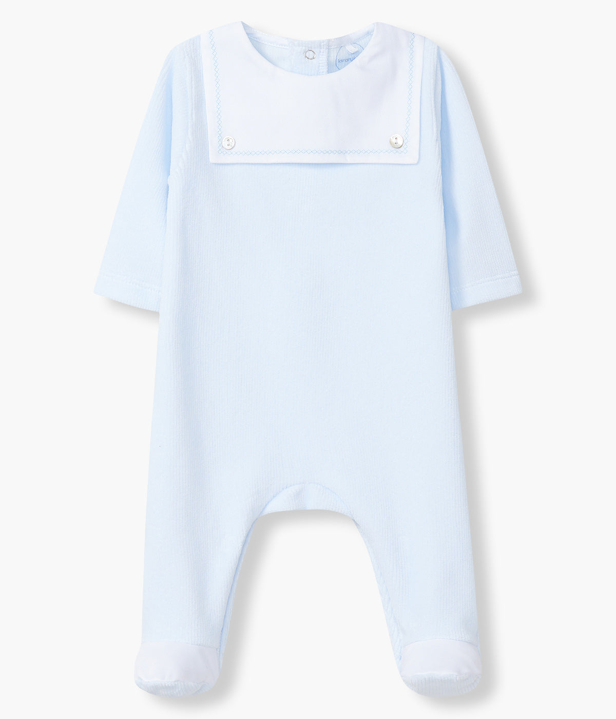 Babygrow em Veludo Canelado Detalhe Bordado Bebé - Azul