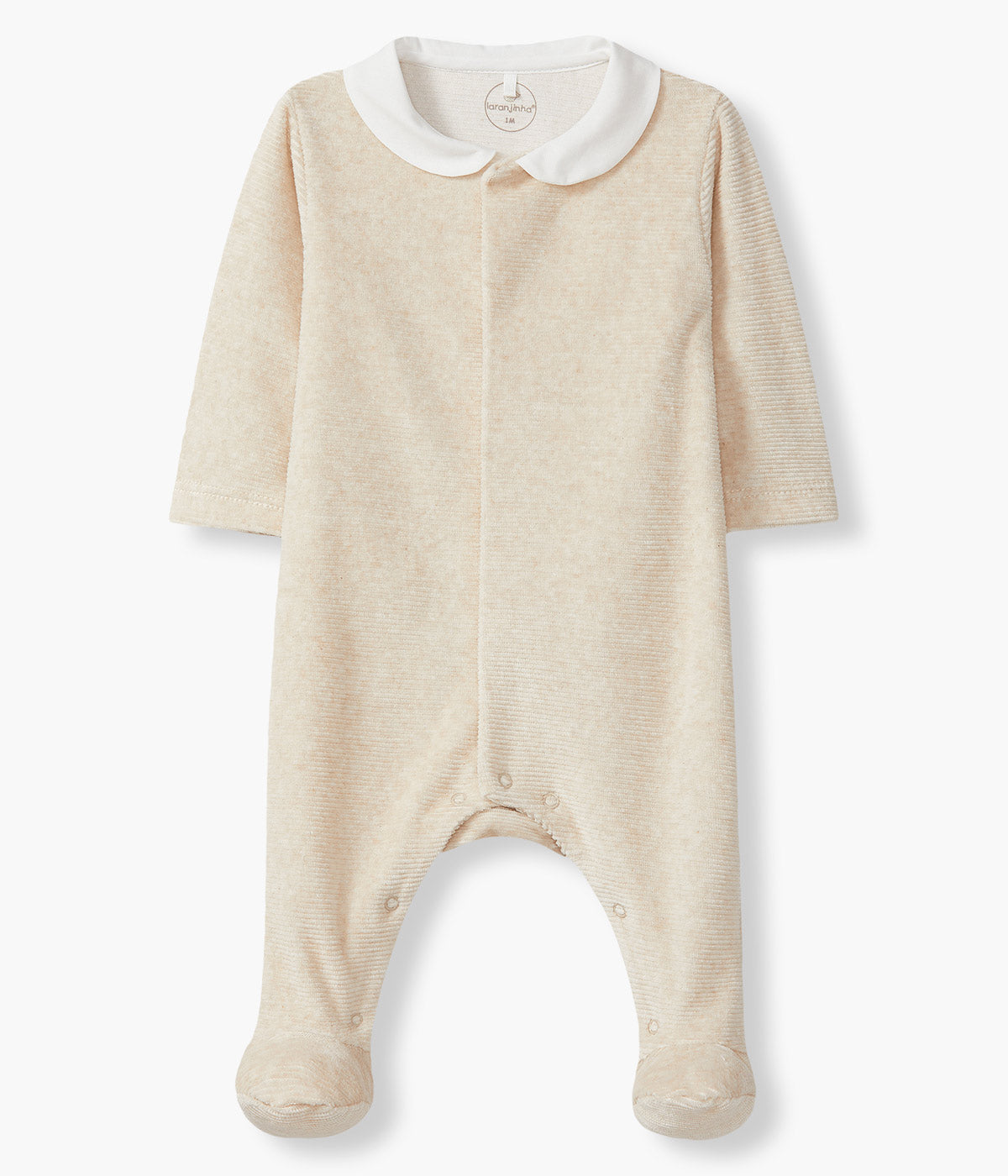 Babygrow em Veludo Canelado de Algodão Orgânico Bebé - Bege