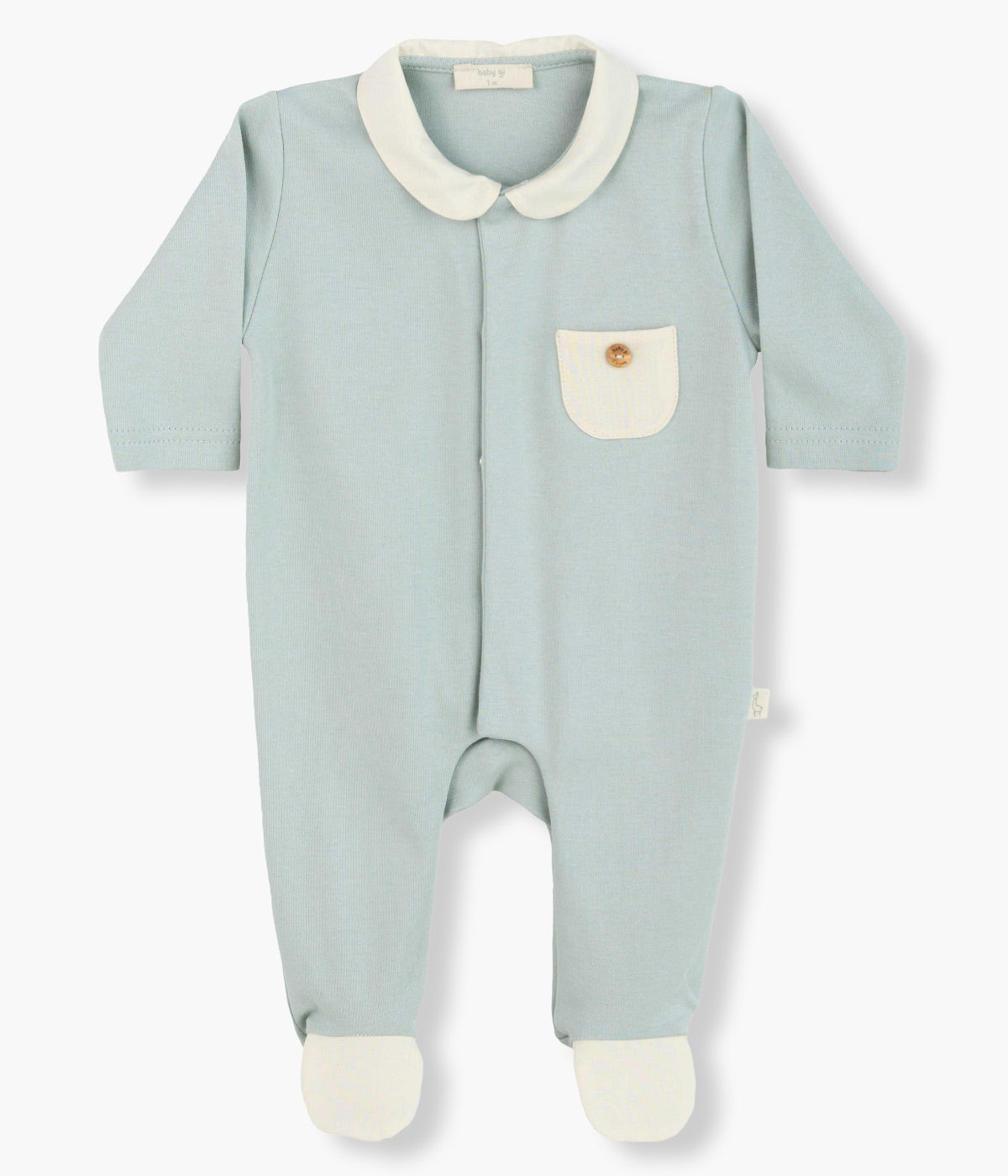 Babygrow em Algodão com Gola para Bebé Menino - Verde Água