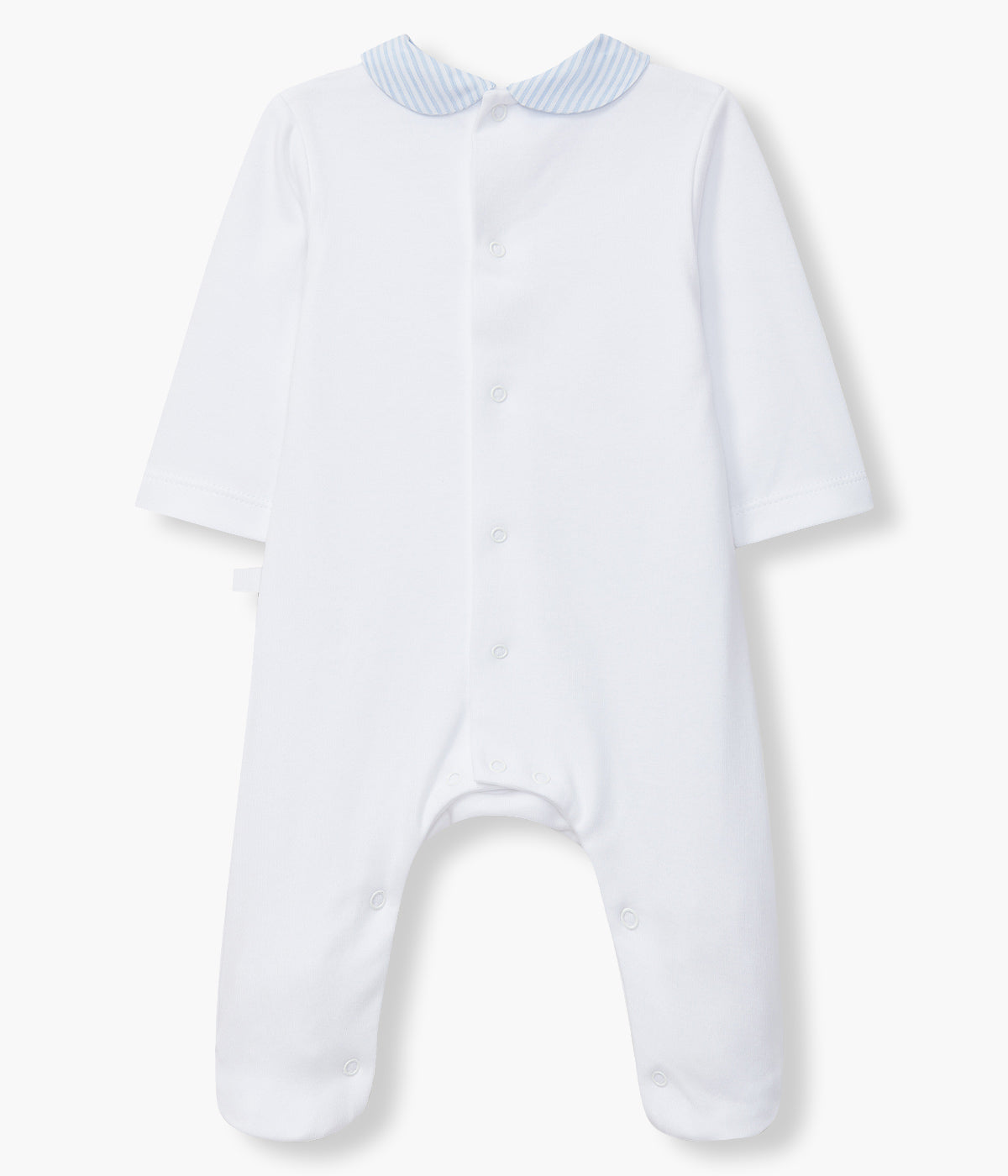 Babygrow em Algodão com Gola para Bebé - Branco e Azul