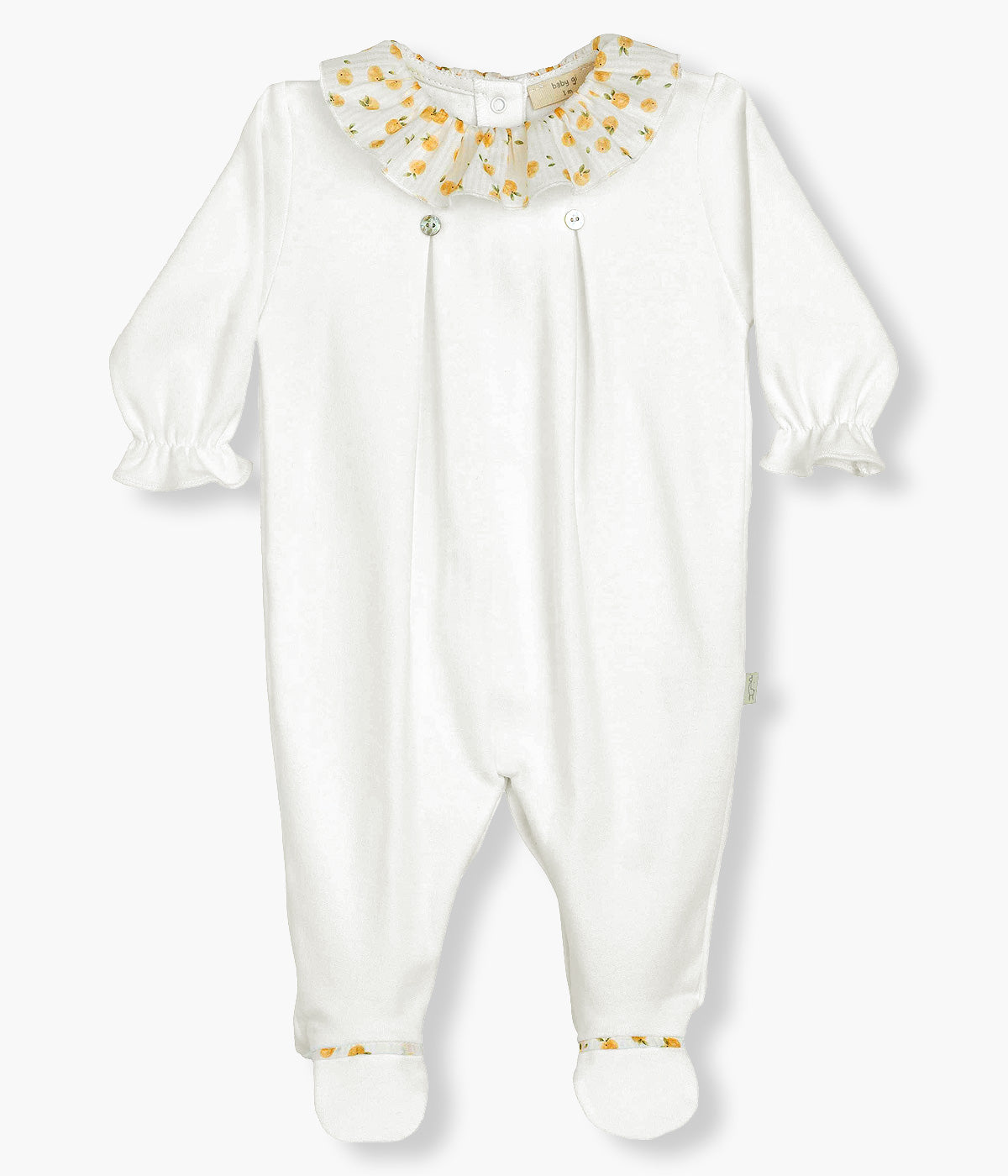 Babygrow em Algodão Gola Folho para Bebé Laranjas - Pérola