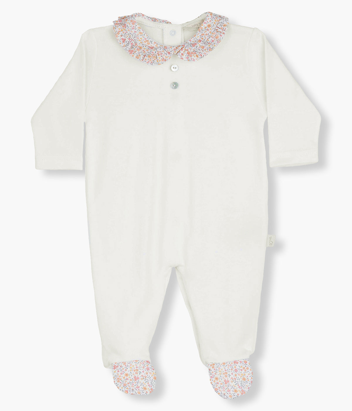 Babygrow em Algodão com Gola Bebé Menina Floral - Pérola