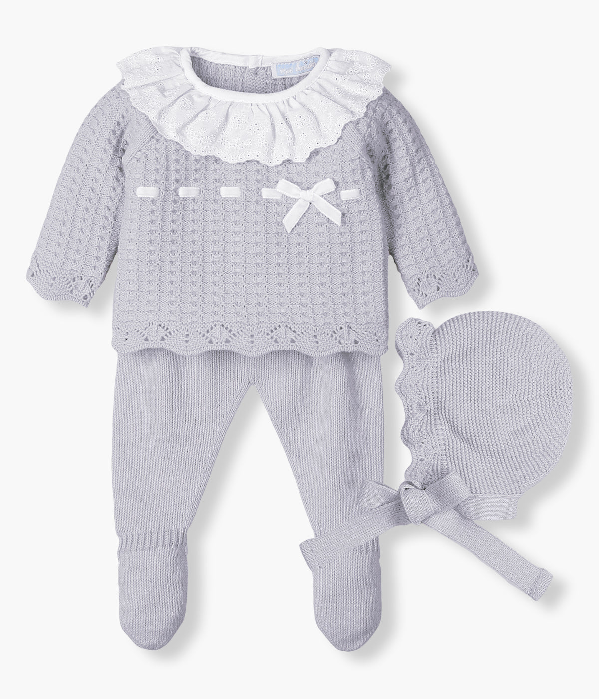 Conjunto de Malha com Gola Folho Bebé Menina 3pc - Lilás