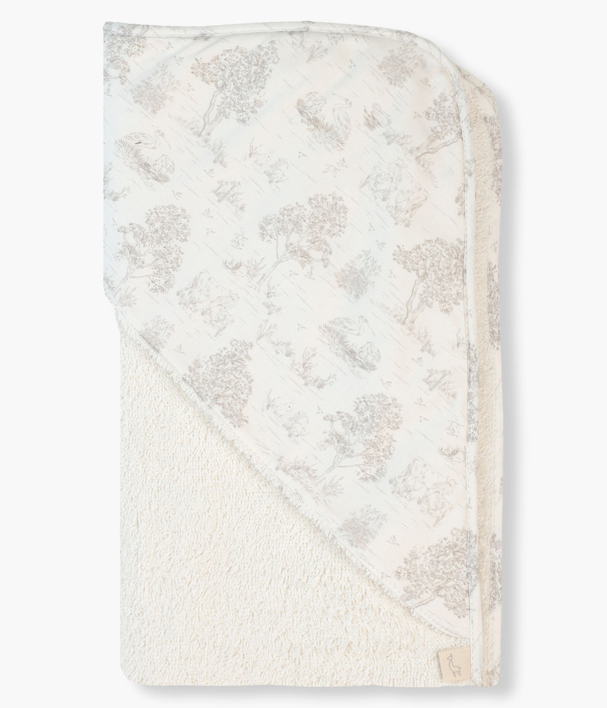 Toalha de banho da Baby Gi para bebé e recém-nascido(a), 100% algodão. Carapuço no canto com padrão toile de jouy.