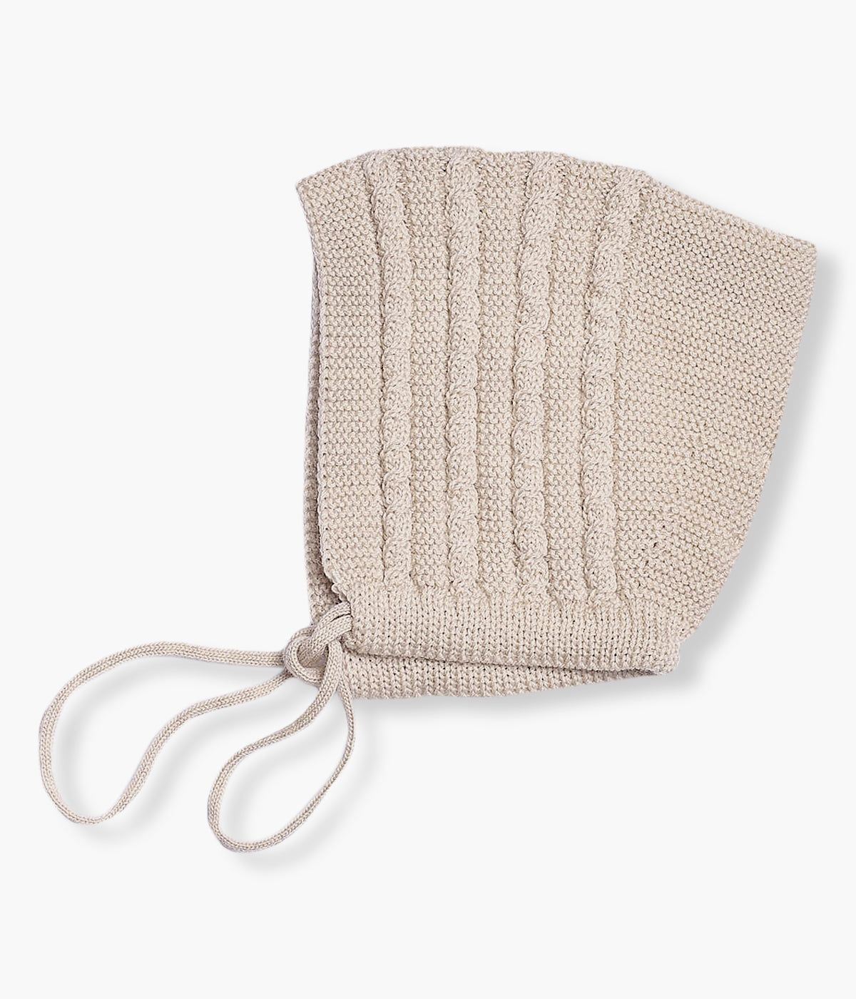 Touca Tricotada em Lã Merino para Bebé - Bege