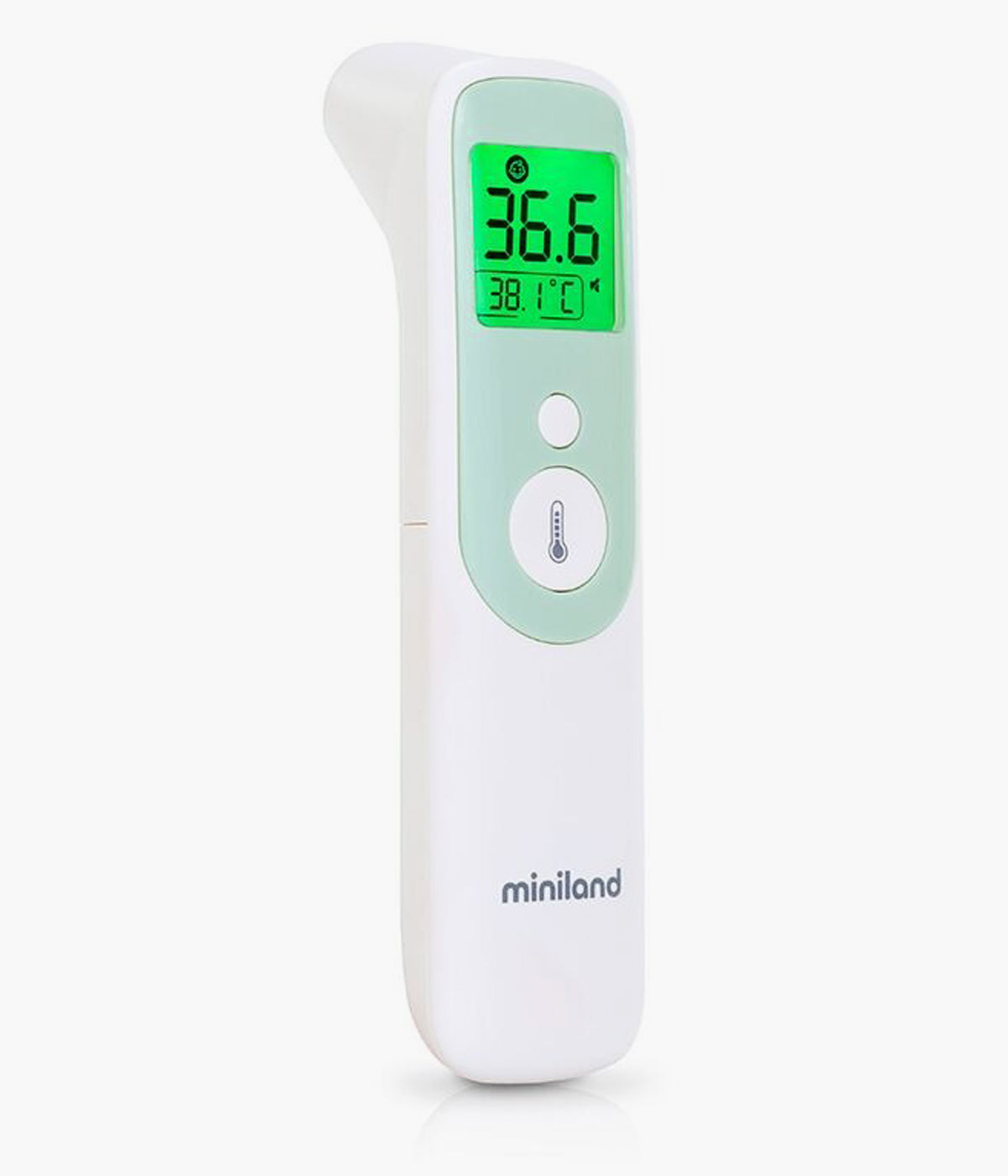 Termómetro de contacto Miniland Thermosense Plus 3 em 1 para testa, ouvido e líquidos. Mede em apenas 1 segundo, com deteção automática e modo silencioso.&nbsp;Com tecnologia avançada e um design intuitivo, é perfeito para pais que procuram fiabilidade e conforto, até nos momentos mais delicados.