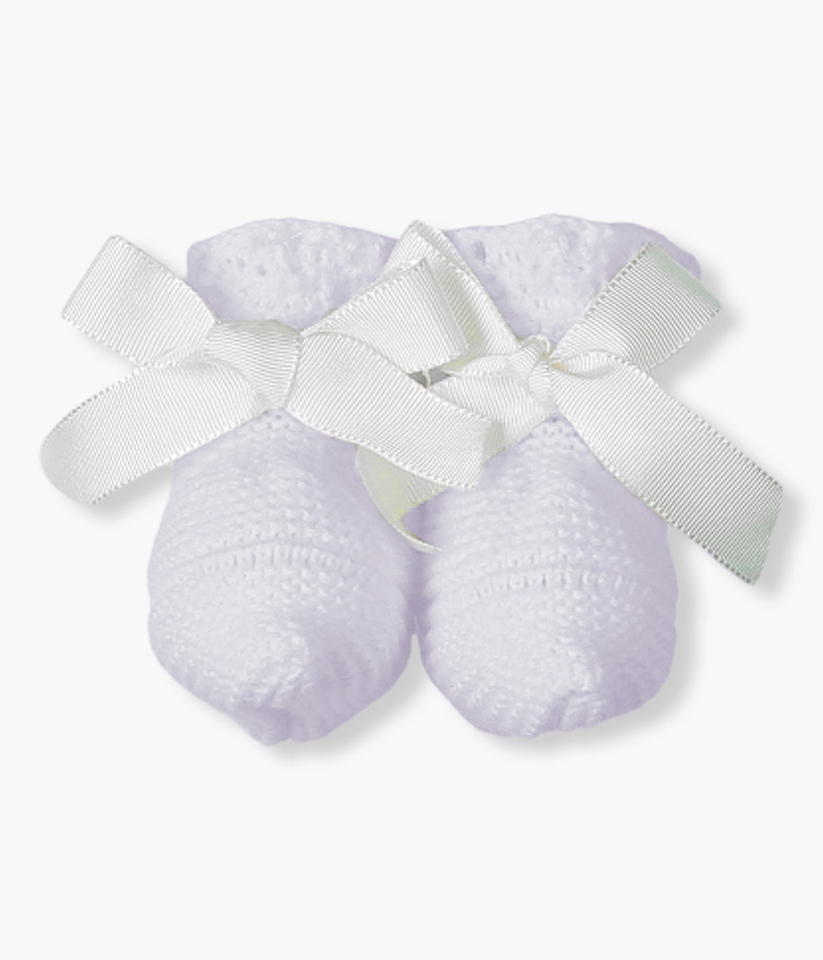 Par de carapins de malha lilás estilo bota com laço da Mac Ilusíon para bebé e recém-nascido(a).