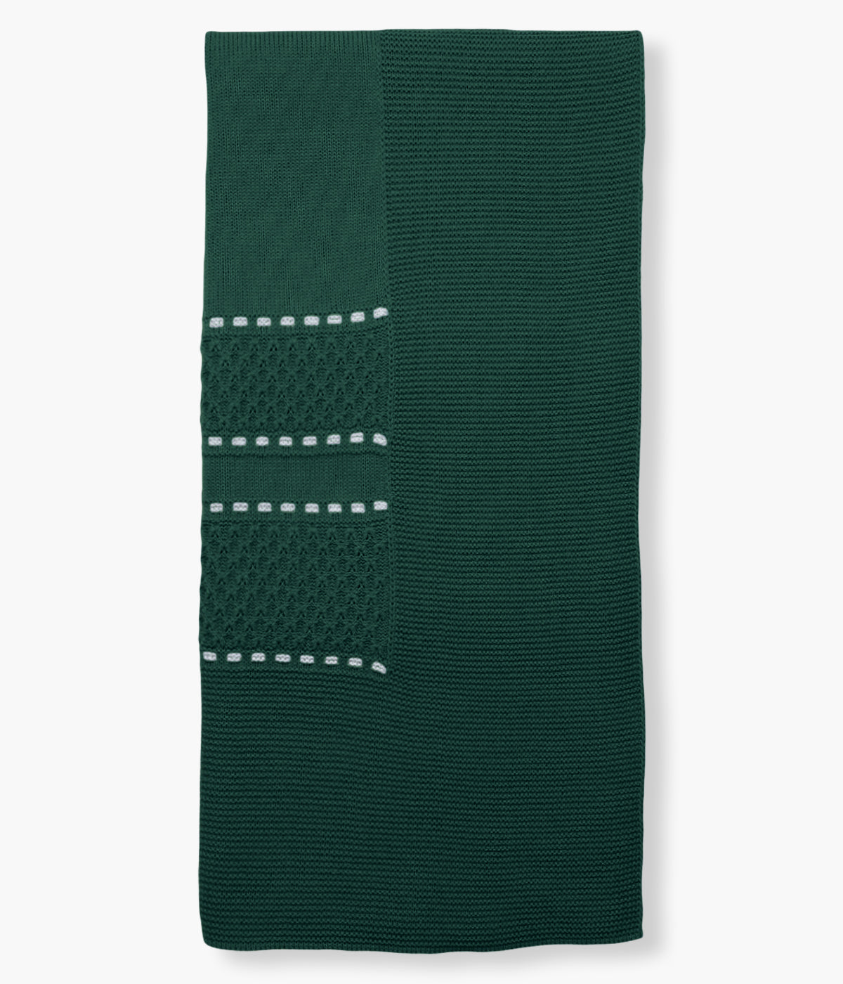 Manta de malha verde-escuro da Mac Ilusión para bebé e recém-nascido(a). Delicada manta de formato quadrado com detalhes na malha em branco.