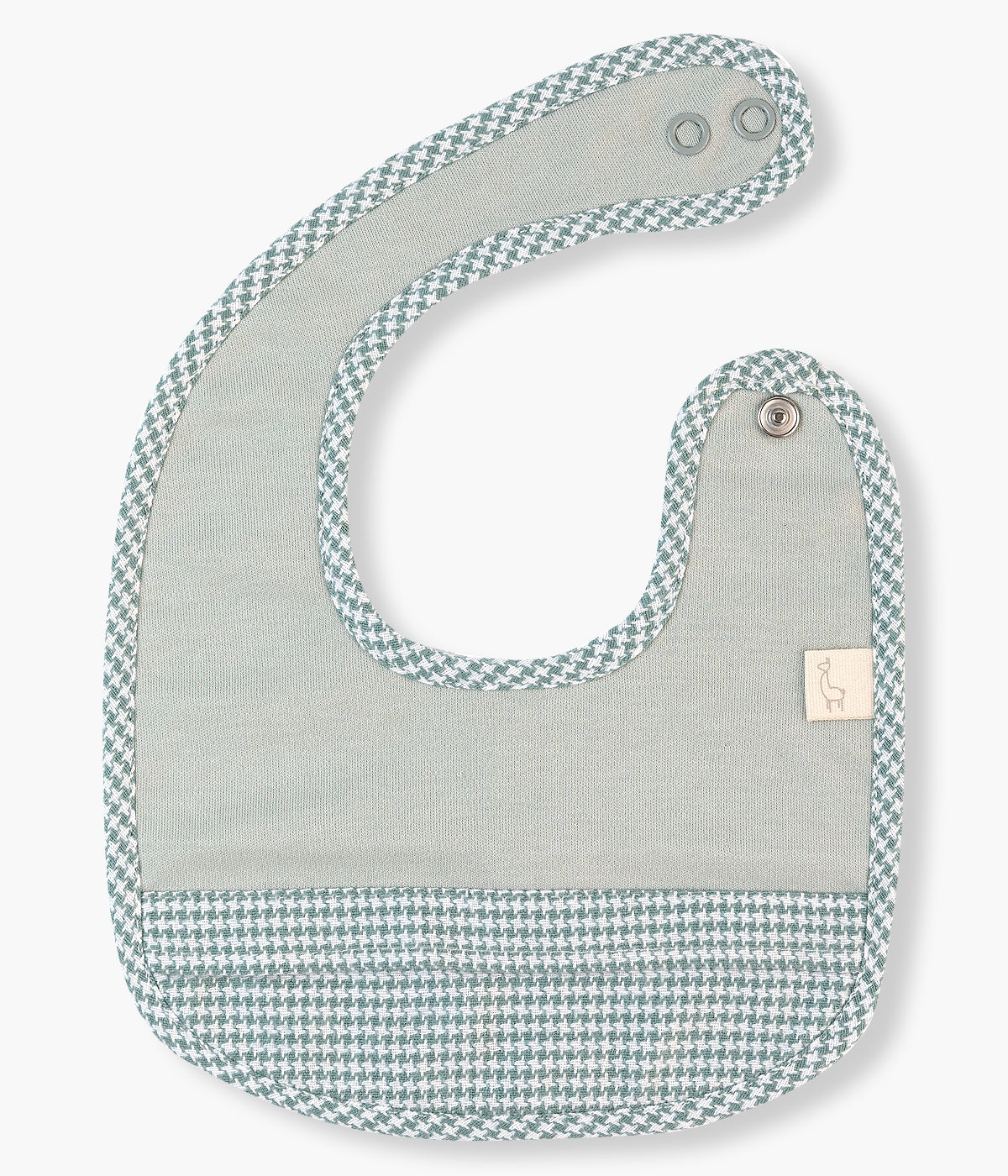 Babete impermeável verde-menta da Baby Gi para bebé e recém-nascido(a), 100% algodão. Contorno a toda a volta e detalhe na frente com padrão Pied-de-Poule.