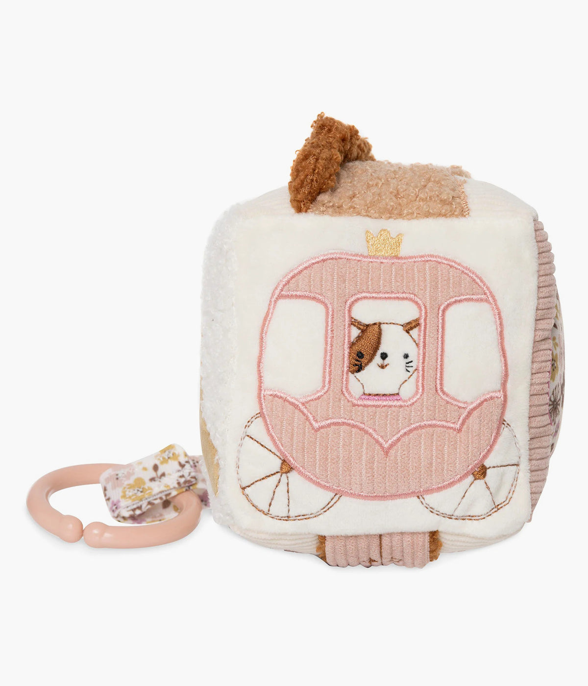 Cubo de Atividades Flower Fairies da Jollein para bebé menina e recém-nascida. Adorável cubo criado para acompanhar a bebé nos seus primeiros momentos de descoberta, combinando suavidade, elementos interativos e os encantadores motivos florais da coleção.