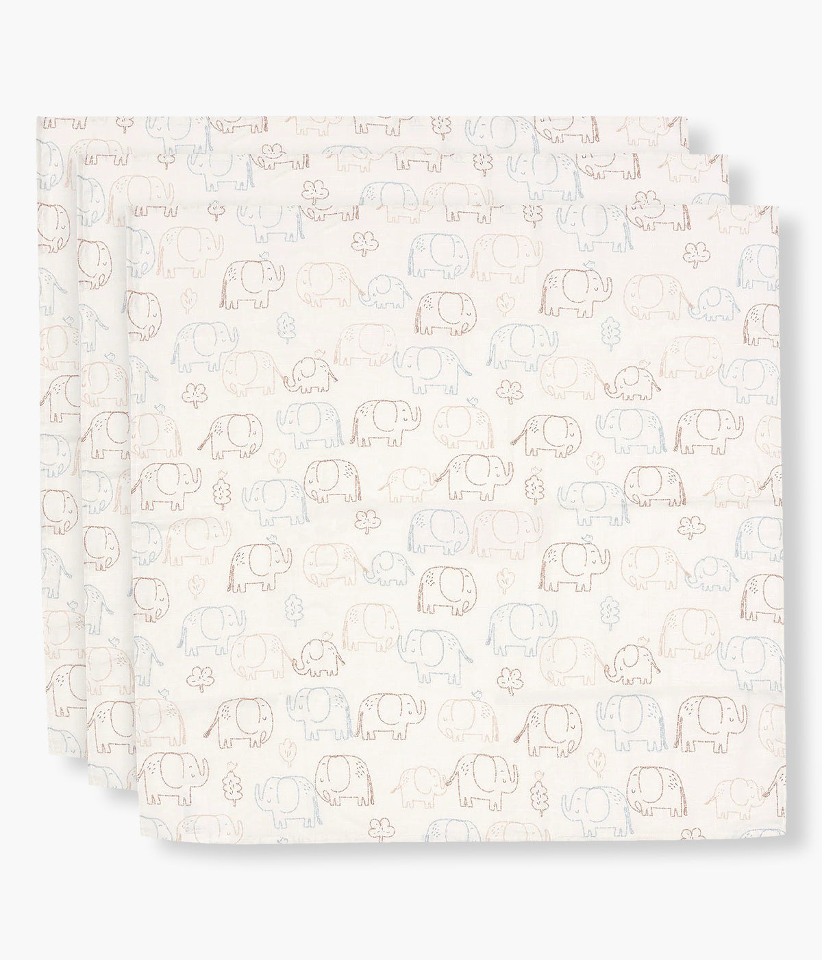 Pack 3 Fraldas Musselina em Algodão Jollein Elefantes