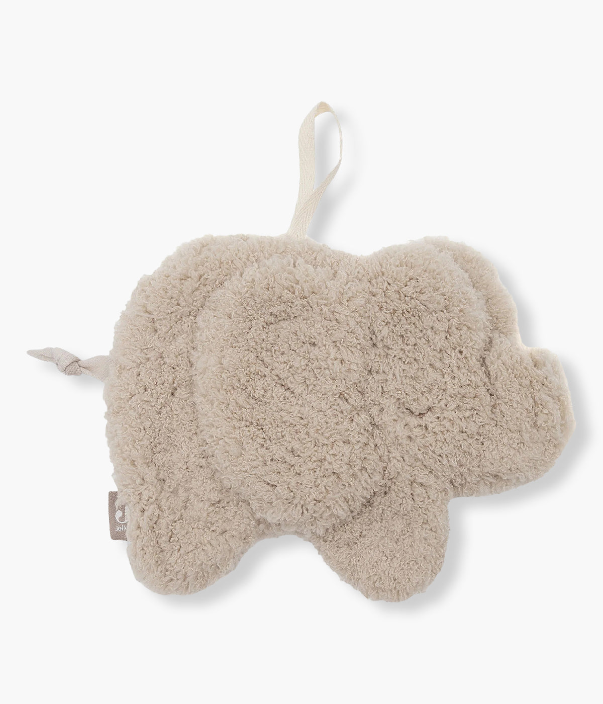 Doudou Prende Chupetas Elephant Tales da Jollein. Em tons de bege, super macio e adorável, este doudou com forma de elefante e laço para prender a chupeta é um companheiro prático e irresistível para o bebé.
