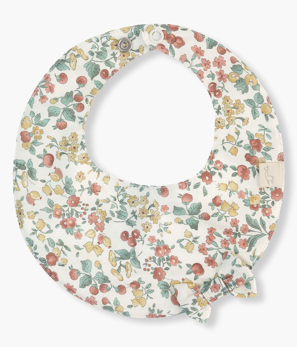 Babete Algodão Impermeável Laço Floral Bebé Menina - Pérola