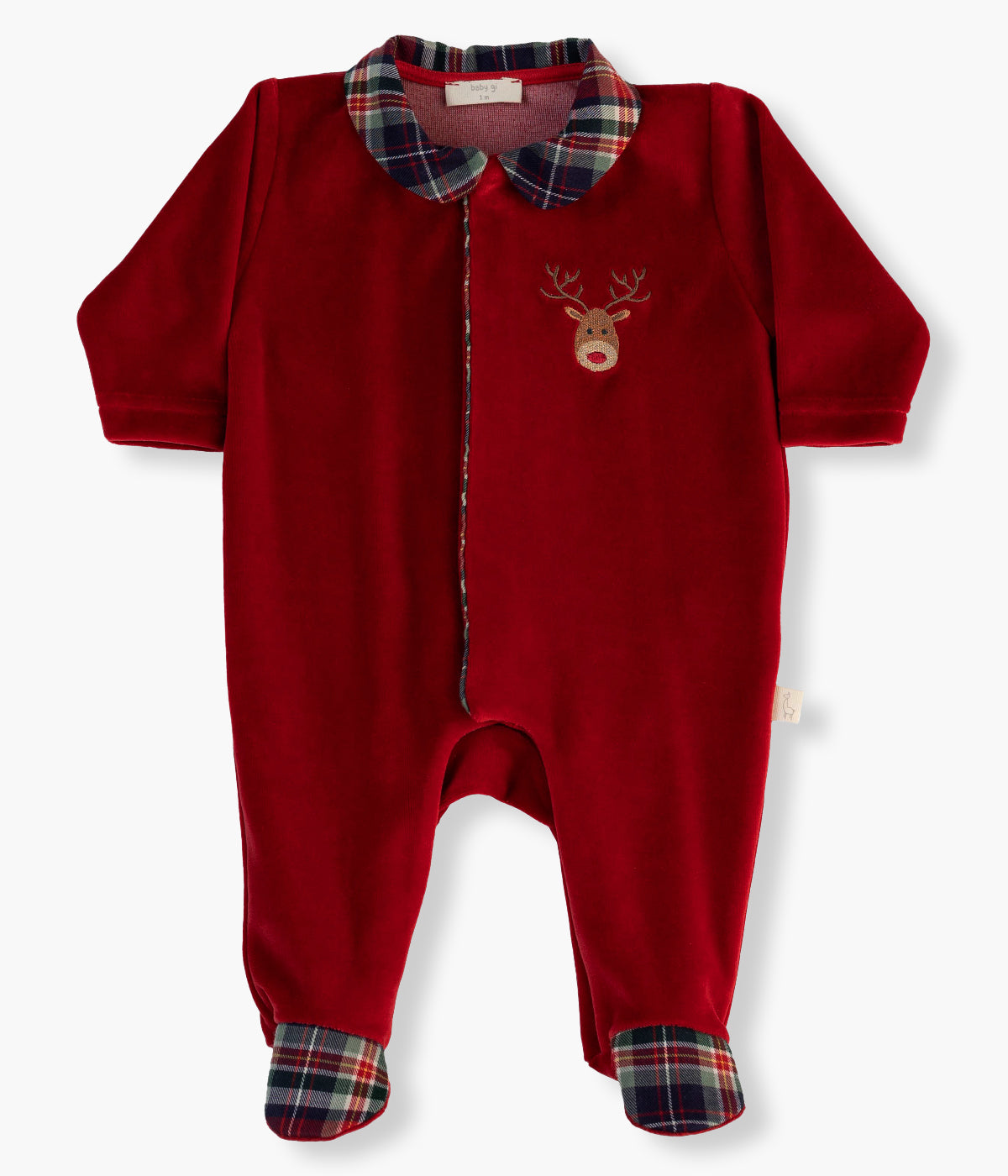 Babygrow em Veludo c/ Gola Rena para Bebé - Bordô