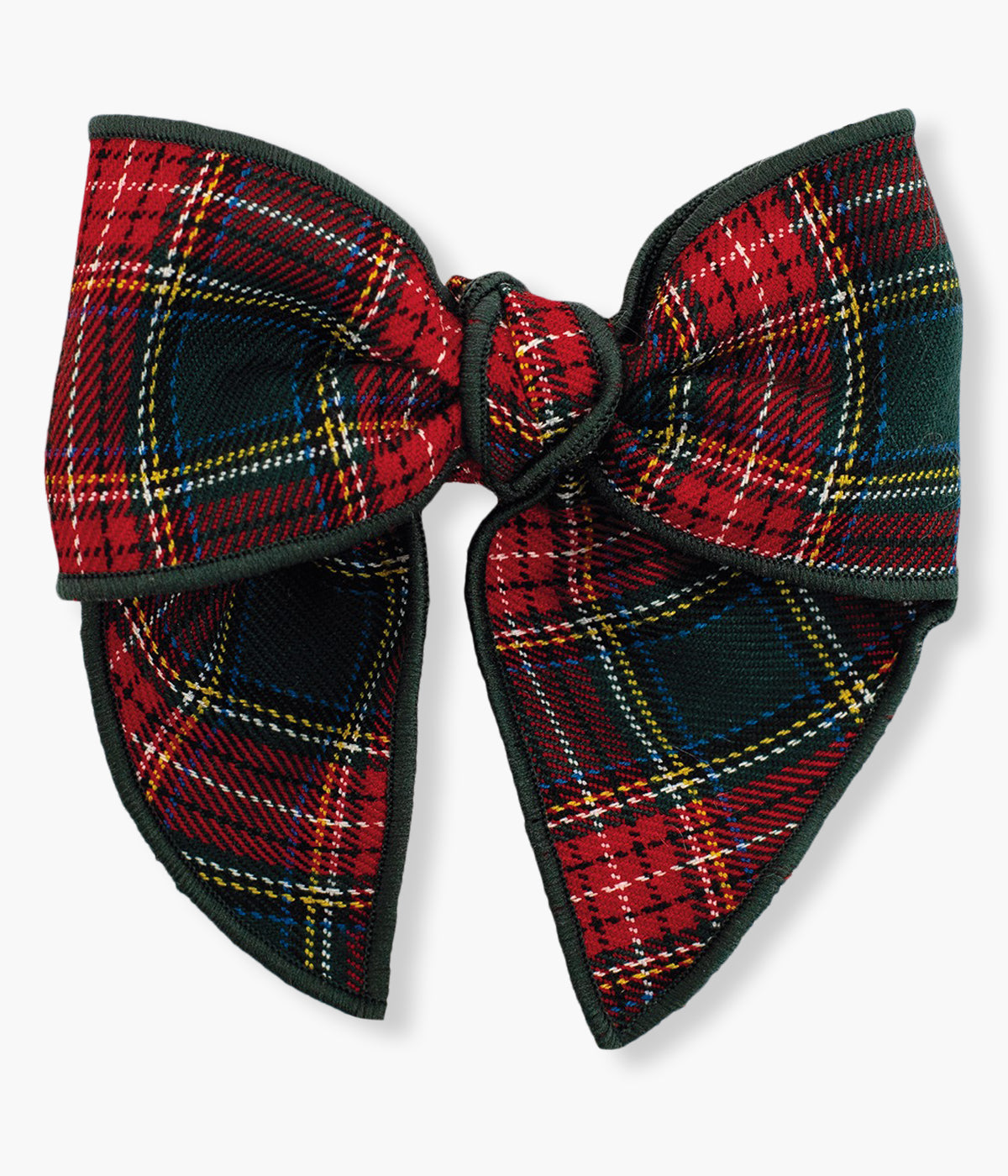 Gancho de cabelo com laço com padrão xadrez vermelho e verde-escuro da Calamaro Baby para bebé menina e recém-nascida.