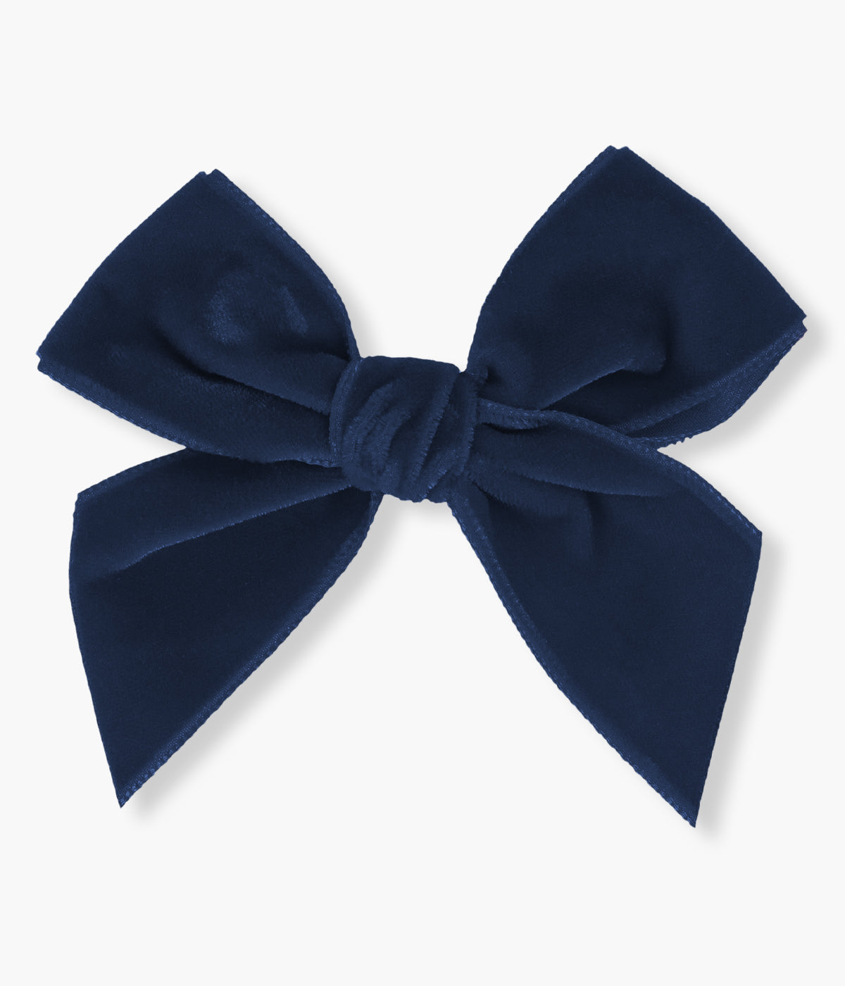 Gancho de cabelo com laço em veludo azul-marinho da Calamaro Baby com travessão para bebé menina e recém-nascida.