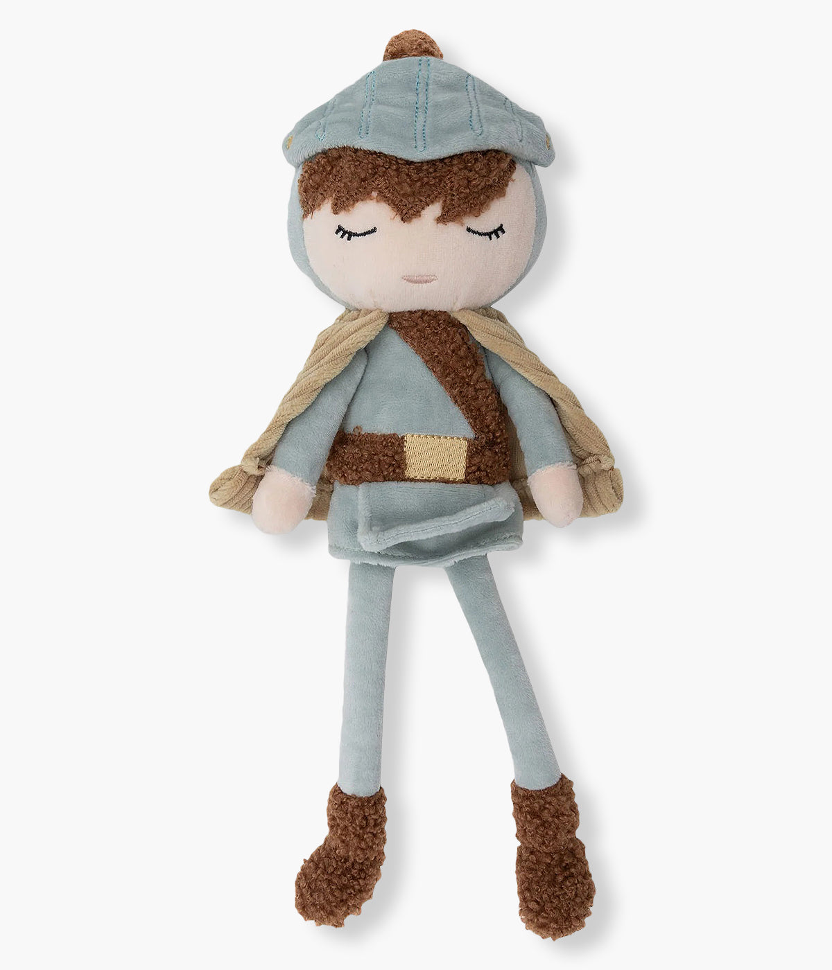 Peluche Cavaleiro Duke da Jollein em tons de azul para bebé menino. Com 34 cm de comprimento e um toque extremamente suave, este boneco foi criado a pensar nos primeiros abraços, nas noites mais calmas e nas brincadeiras cheias de imaginação.