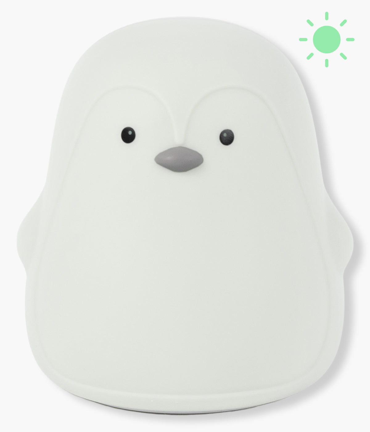 Candeeiro luz de presença Walking Mum em silicone suave em forma de pinguim, perfeito para iluminar com ternura o quarto do(a) bebé. Recarregável via USB, dispõe de 6 cores de luz LED RGB fixa ou suavemente alternada e luz amarela fixa com duas intensidades de brilho. Ideal para luz de companhia ou elemento decorativo no quarto do(a) bebé.