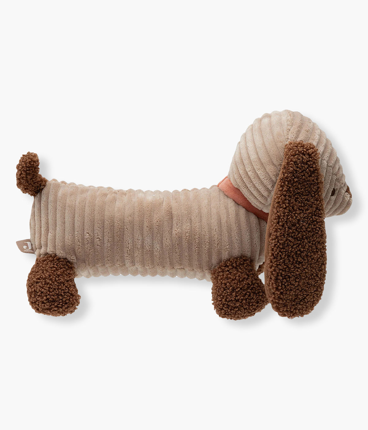 O peluche Cão Diego da coleção Animal Friends da Jollein é o companheiro perfeito para o bebé. Super macio, adorável e feito em tecido canelado bege com orelhas e patas bouclé castanho, é Ideal para aconchegar, brincar e levar para todo o lado.
