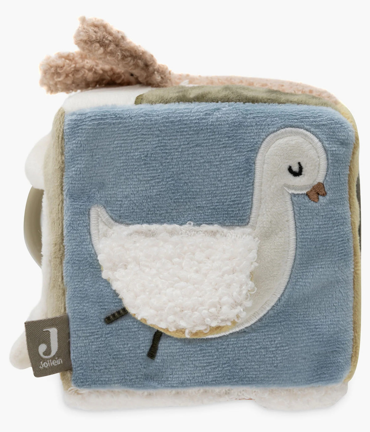 O Cubo de Atividades Sensorial Tiny Park da Jollein estimula os sentidos do bebé com animais adoráveis, sons crocantes e um pequeno espelho. Um brinquedo suave, educativo e perfeito para explorar em qualquer lugar.