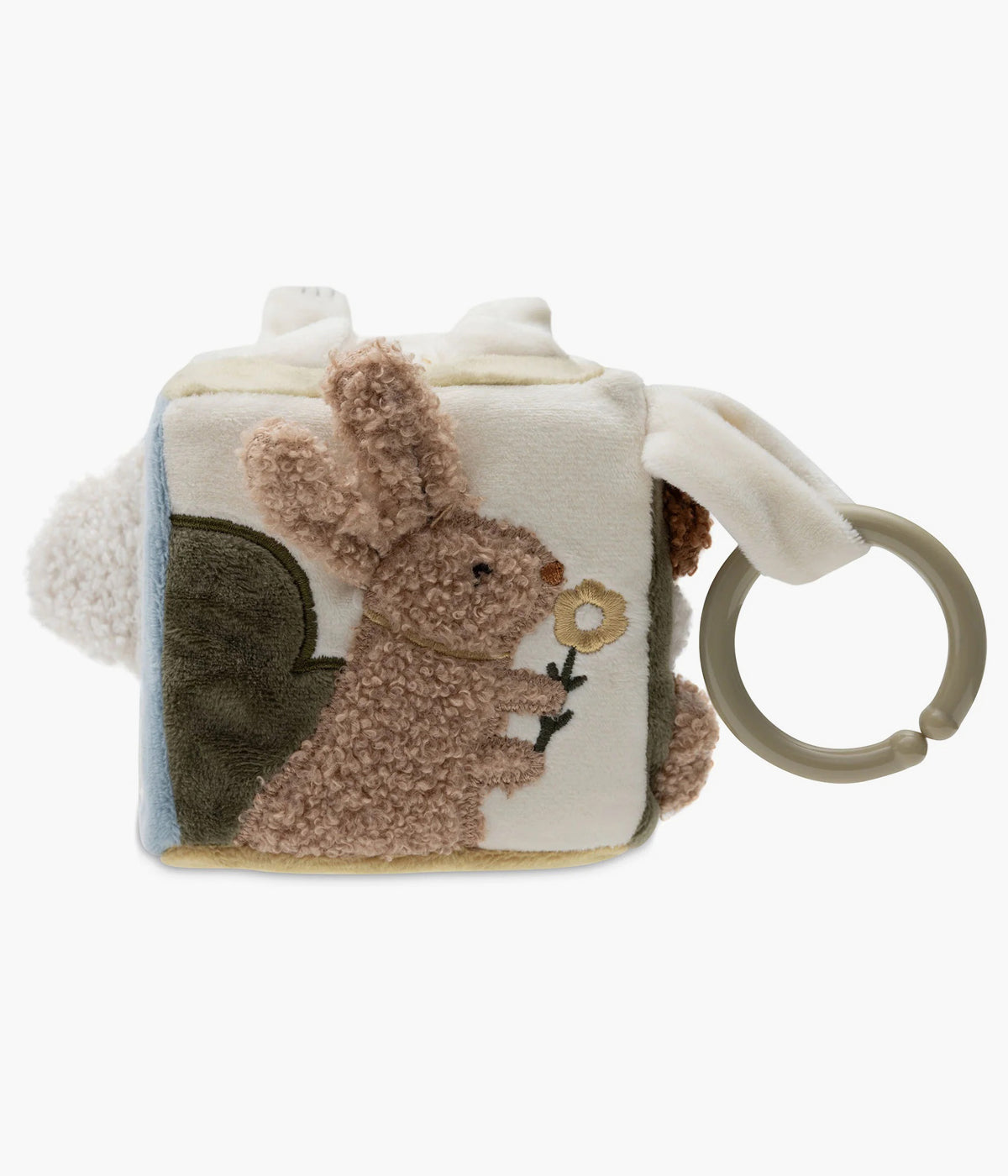 O Cubo de Atividades Sensorial Tiny Park da Jollein estimula os sentidos do bebé com animais adoráveis, sons crocantes e um pequeno espelho. Um brinquedo suave, educativo e perfeito para explorar em qualquer lugar.