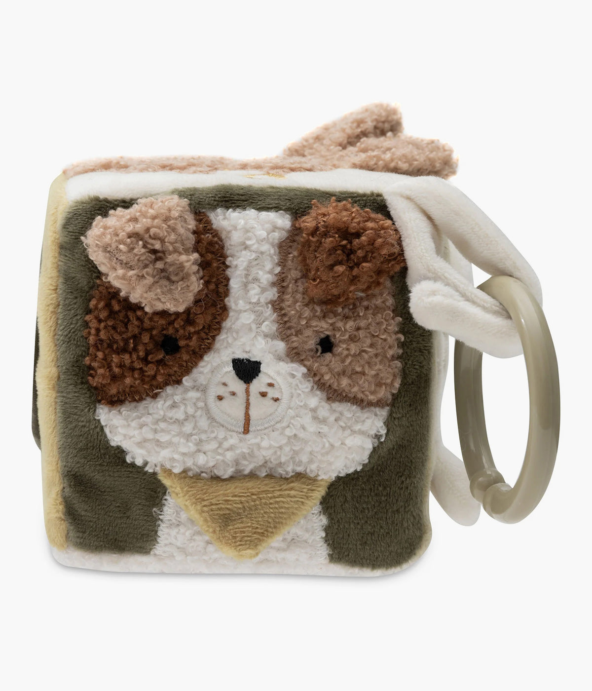 O Cubo de Atividades Sensorial Tiny Park da Jollein estimula os sentidos do bebé com animais adoráveis, sons crocantes e um pequeno espelho. Um brinquedo suave, educativo e perfeito para explorar em qualquer lugar.