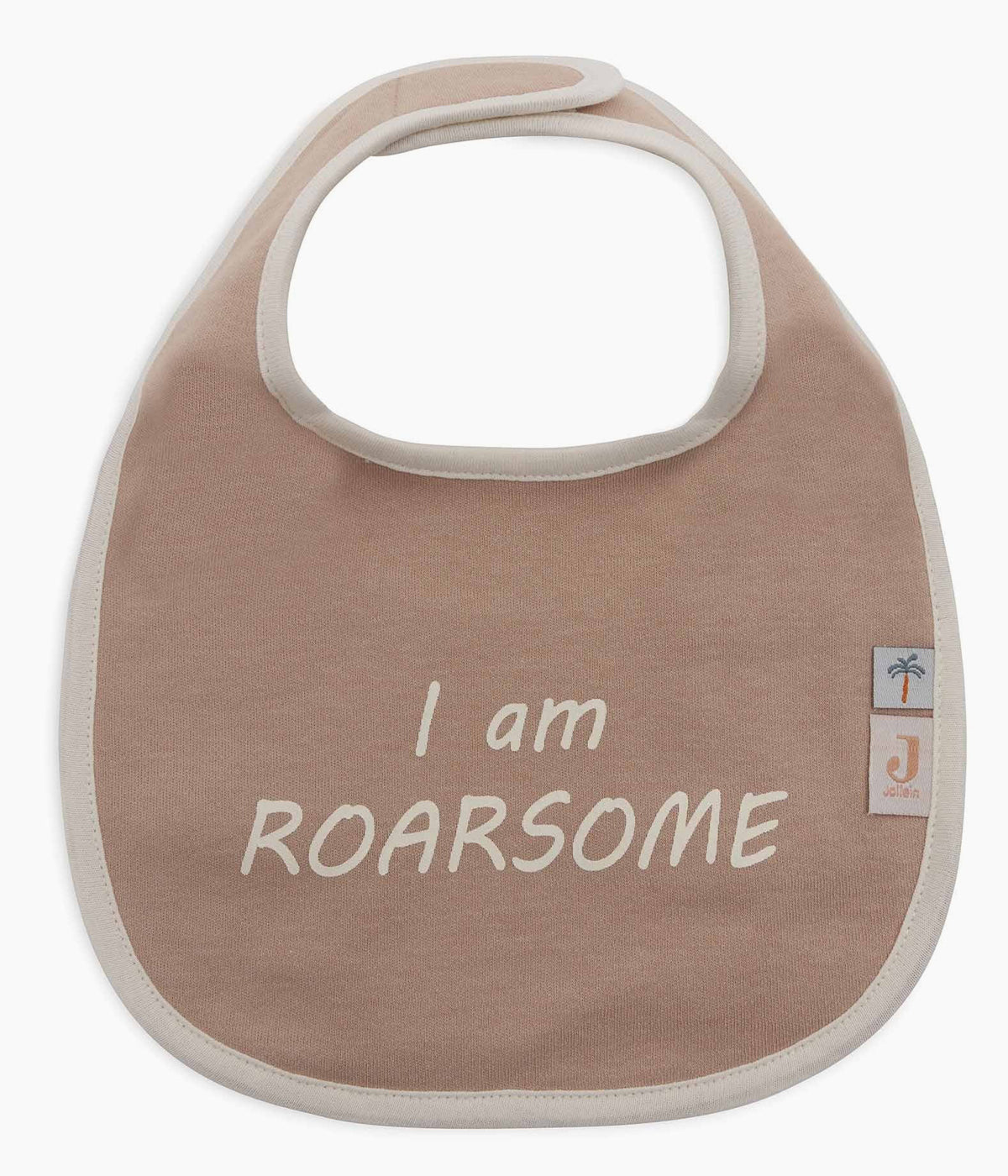 Pack de 5 babetes impermeáveis Roarsome da Jollein, 100% algodão. Perfeitas para as refeições do bebé, possuem um fecho em velcro para colocar e retirar facilmente. Práticas babetes que mantêm a roupa limpa e seca, combinando funcionalidade e um toque encantador com padrões alusivos aos dinossauros.