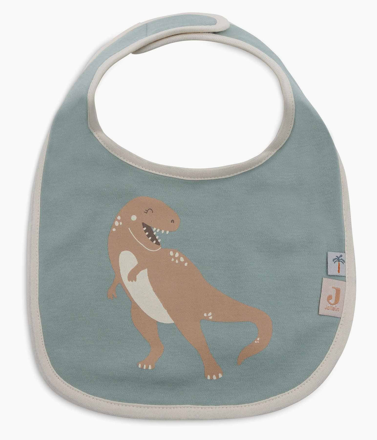 Pack de 5 babetes impermeáveis Roarsome da Jollein, 100% algodão. Perfeitas para as refeições do bebé, possuem um fecho em velcro para colocar e retirar facilmente. Práticas babetes que mantêm a roupa limpa e seca, combinando funcionalidade e um toque encantador com padrões alusivos aos dinossauros.