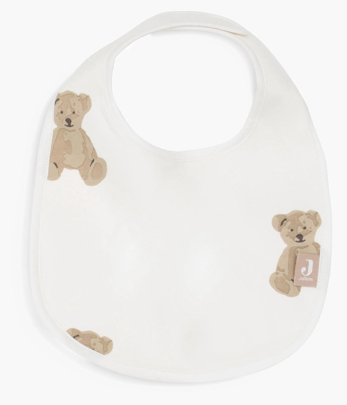 Pack de 5 babetes impermeáveis Teddy Bear da Jollein, 100% algodão. Perfeitas para as refeições do bebé, possuem um fecho em velcro para colocar e retirar facilmente. Práticas babetes que mantêm a roupa limpa e seca, combinando funcionalidade e um toque encantador com padrão ursos de peluche.