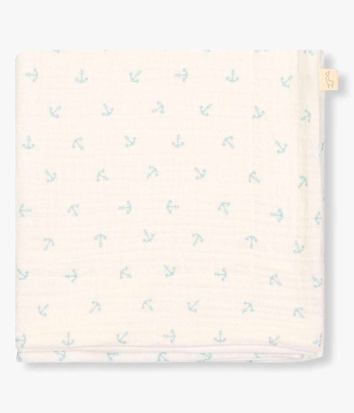 Fralda musselina pérola da Baby Gi para bebé e recém-nascido(a), 100% algodão. Leve e respirável musselina com padrão âncoras azuis.