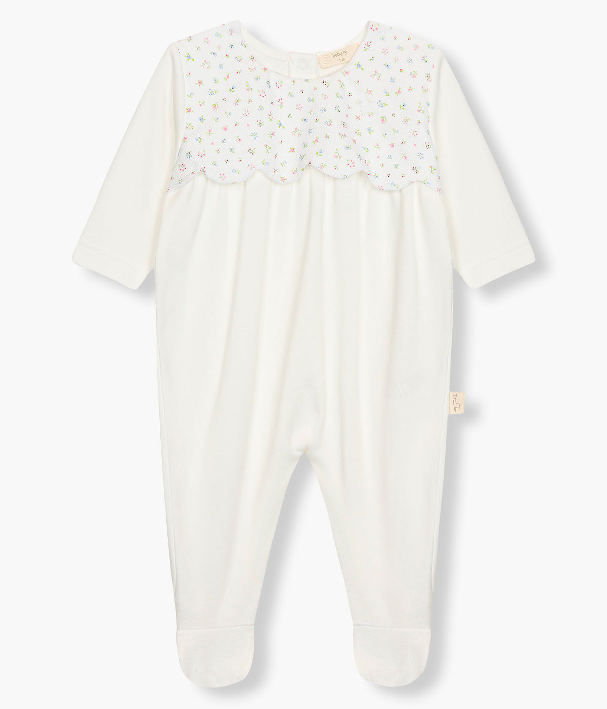 Babygrow Algodão Peitilho Floral Bebé Menina - Pérola