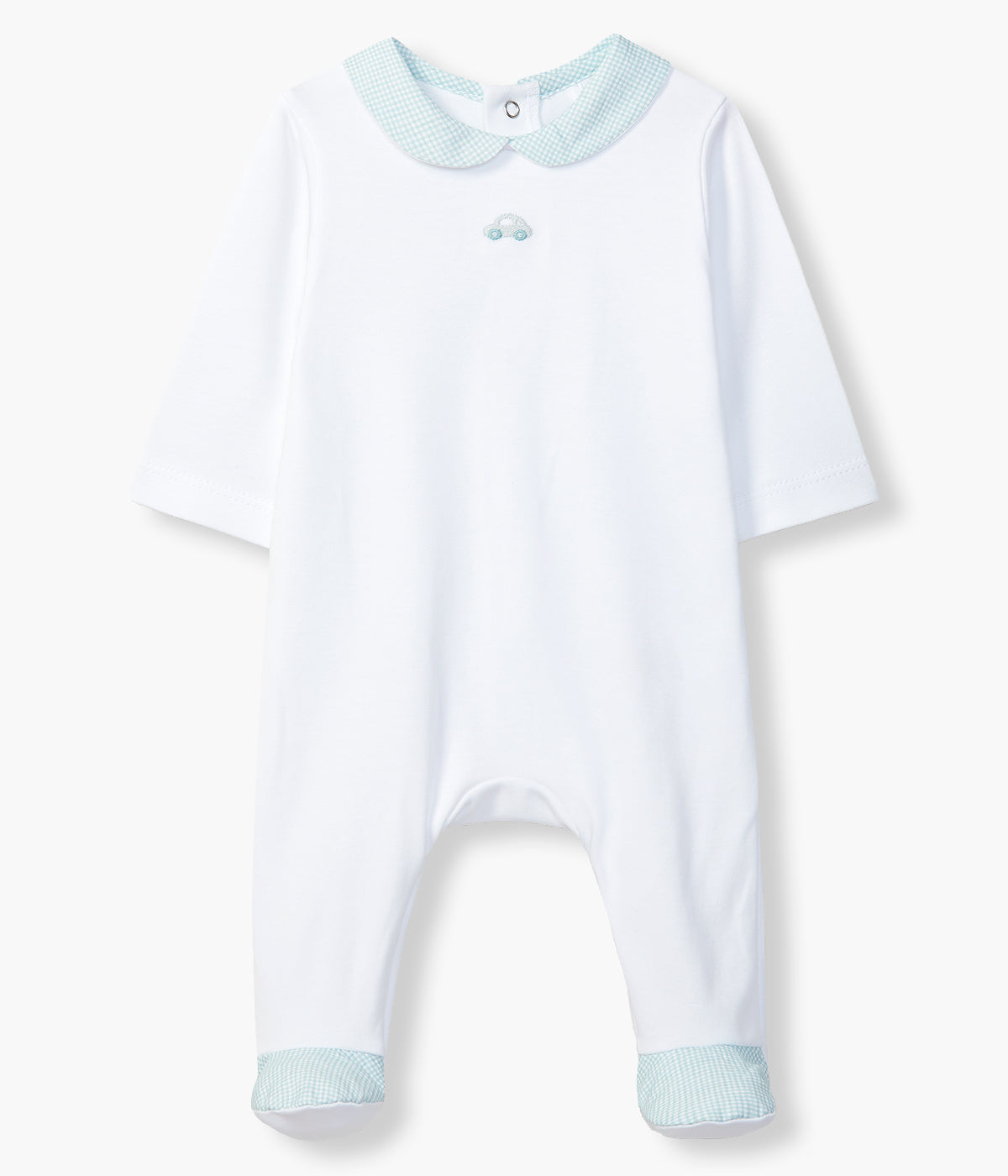 Babygrow Algodão Carro para Bebé Menino - Branco e Verde