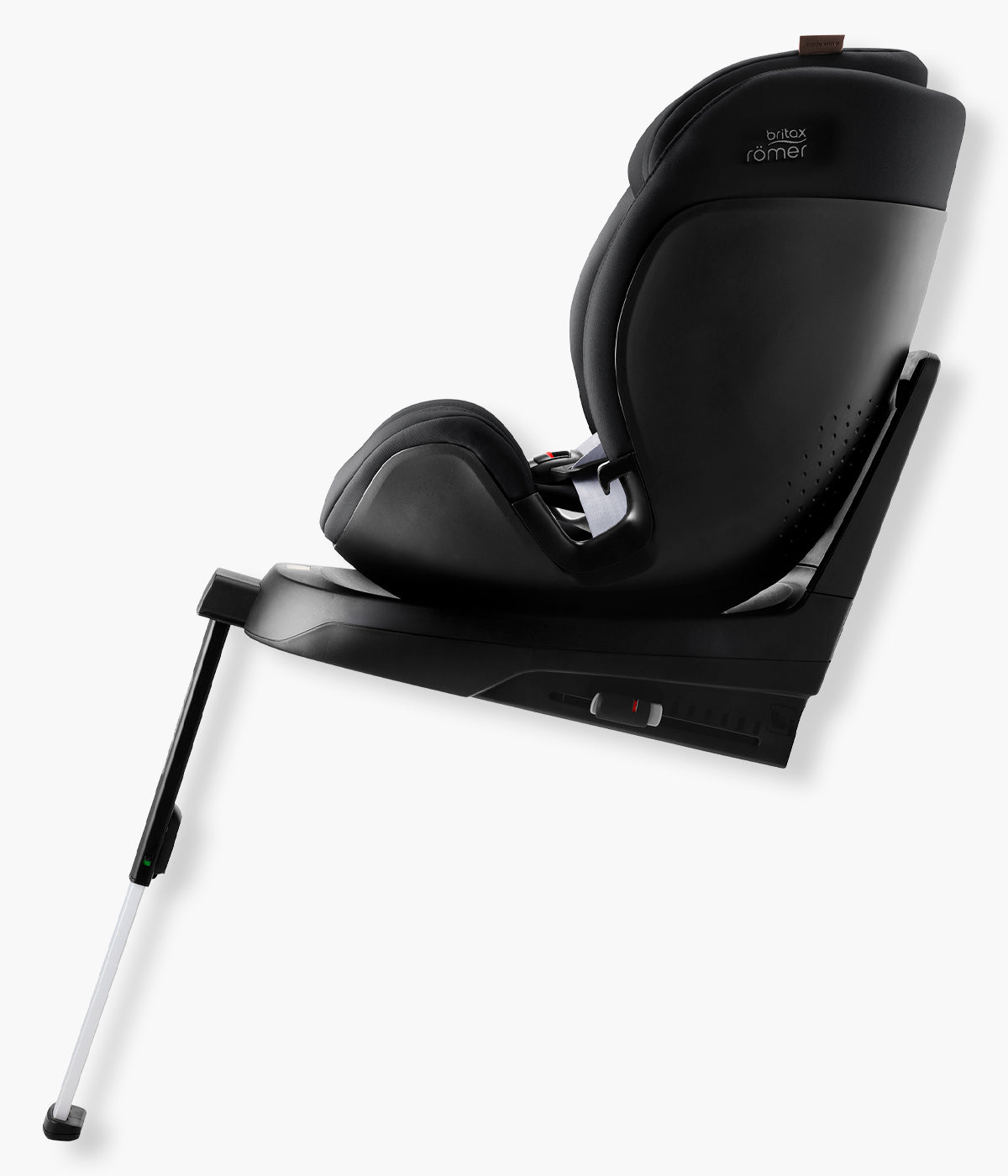 Vista cadeira auto evolutiva Swivel-Grow Max Air Lux da Britax Römer na cor Onyx Back instalada a base contra a marcha.