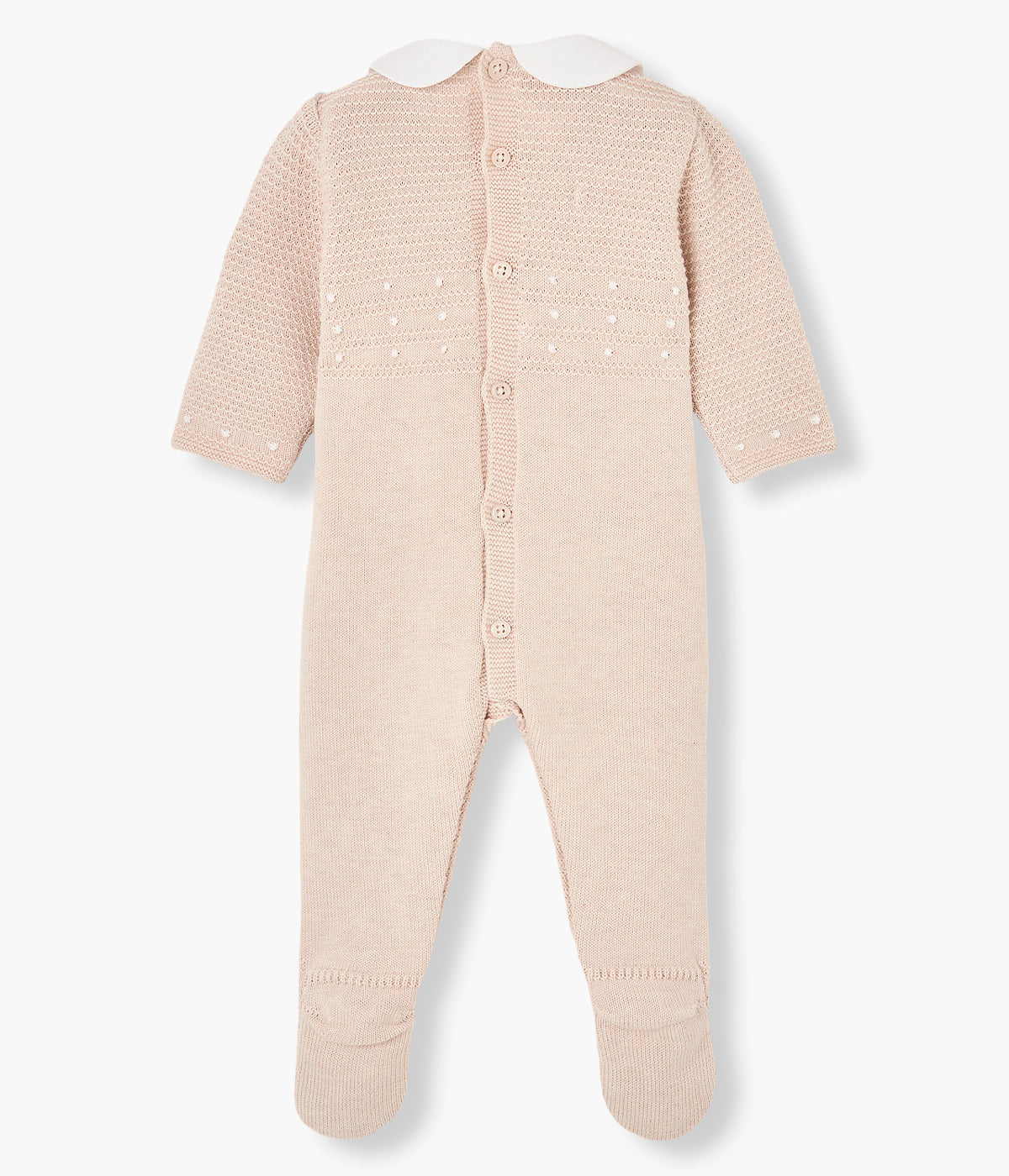 Babygrow em Malha Algodão c/ Gola para Bebé - Bege