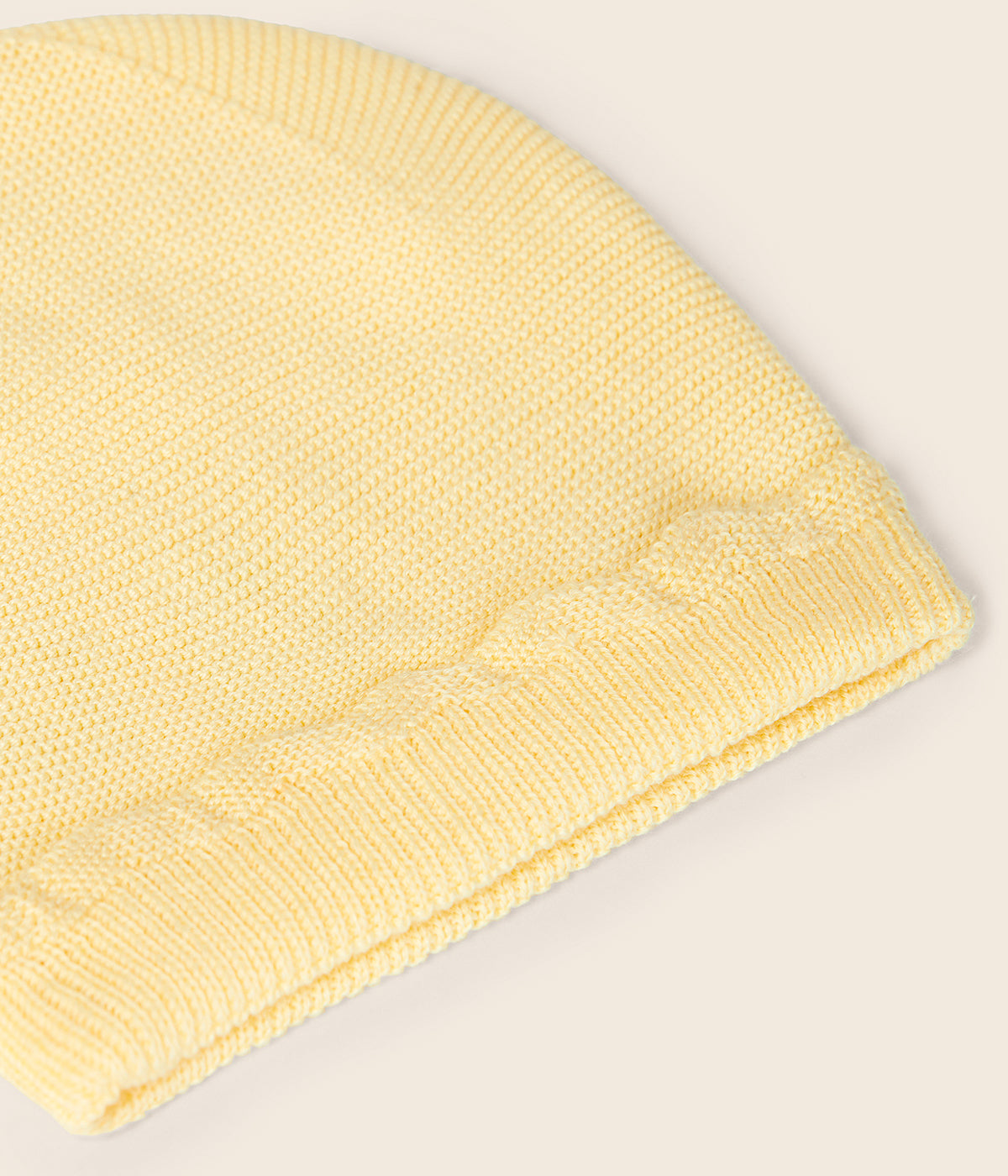Gorro em Malha de Algodão Orgânico para Bebé - Amarelo