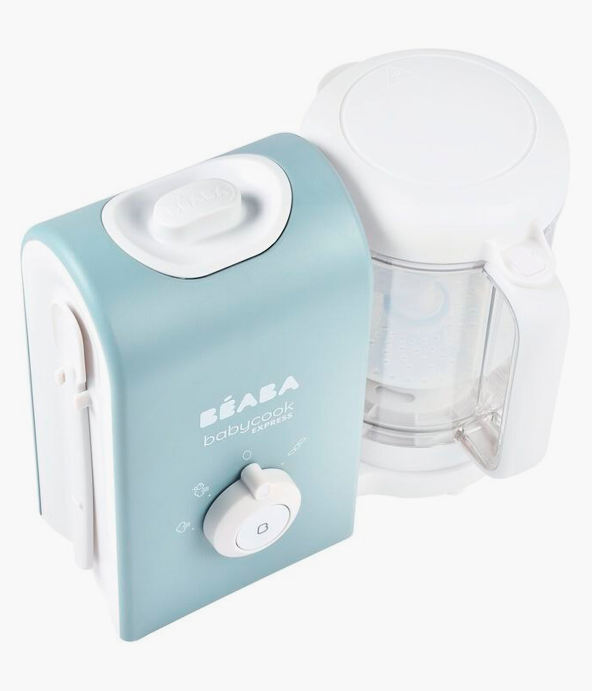 Robô de cozinha para bebé Babycook Express da Béaba na cor Baltic Blue (azul). Descubra o robô de cozinha infantil mais rápido da gama Beabá. Com funções de cozinhar a vapor, triturar, descongelar e aquecer, prepara refeições caseiras para o bebé em menos de 15 minutos. A sua tecnologia exclusiva de cozedura e mistura garante resultados homogéneos, preservando os nutrientes e os sabores naturais dos alimentos.