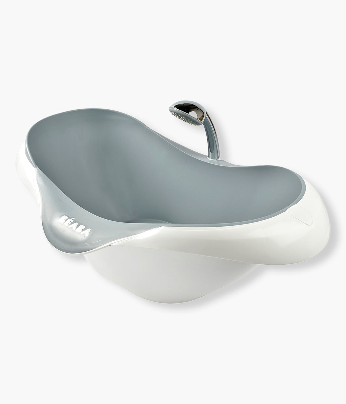 Banheira para bebé Camélé'o da Béaba na cor Dark Mist (cinza) com suporte para o chuveiro.