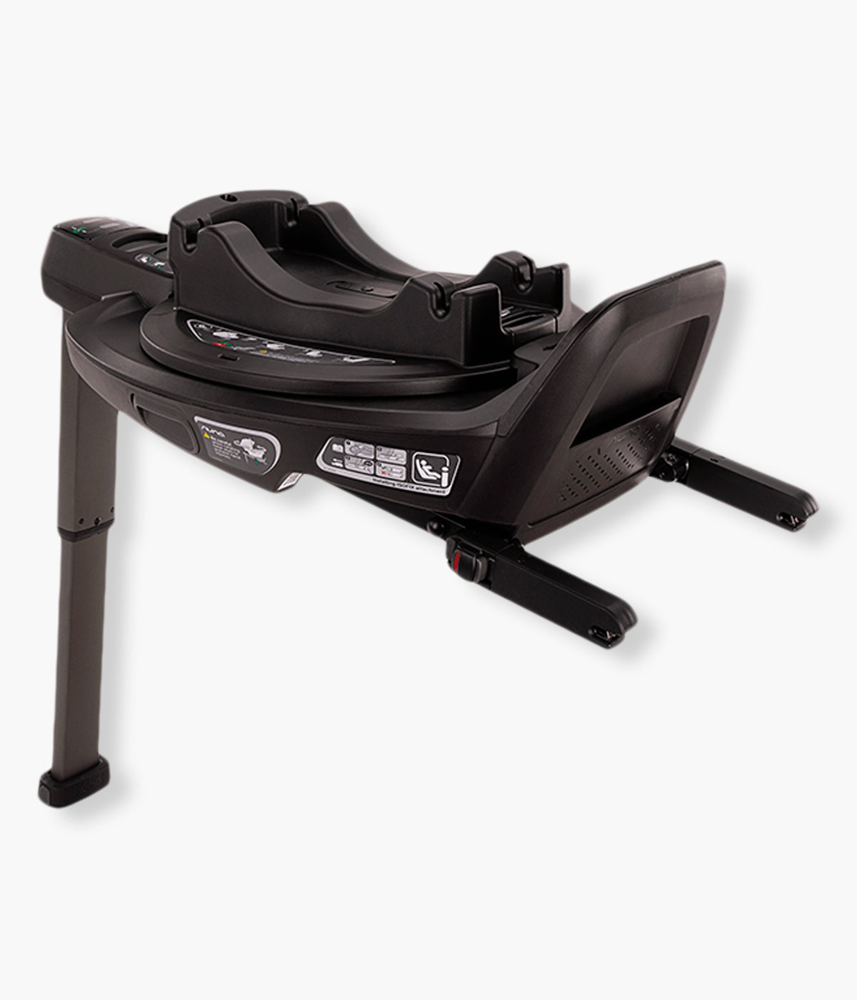 Vista alateralda base Isofix Curv 360º da marca Nuna. Prática base rotativa concebida para tornar mais simples e ergonómica a colocação do bebé no automóvel.