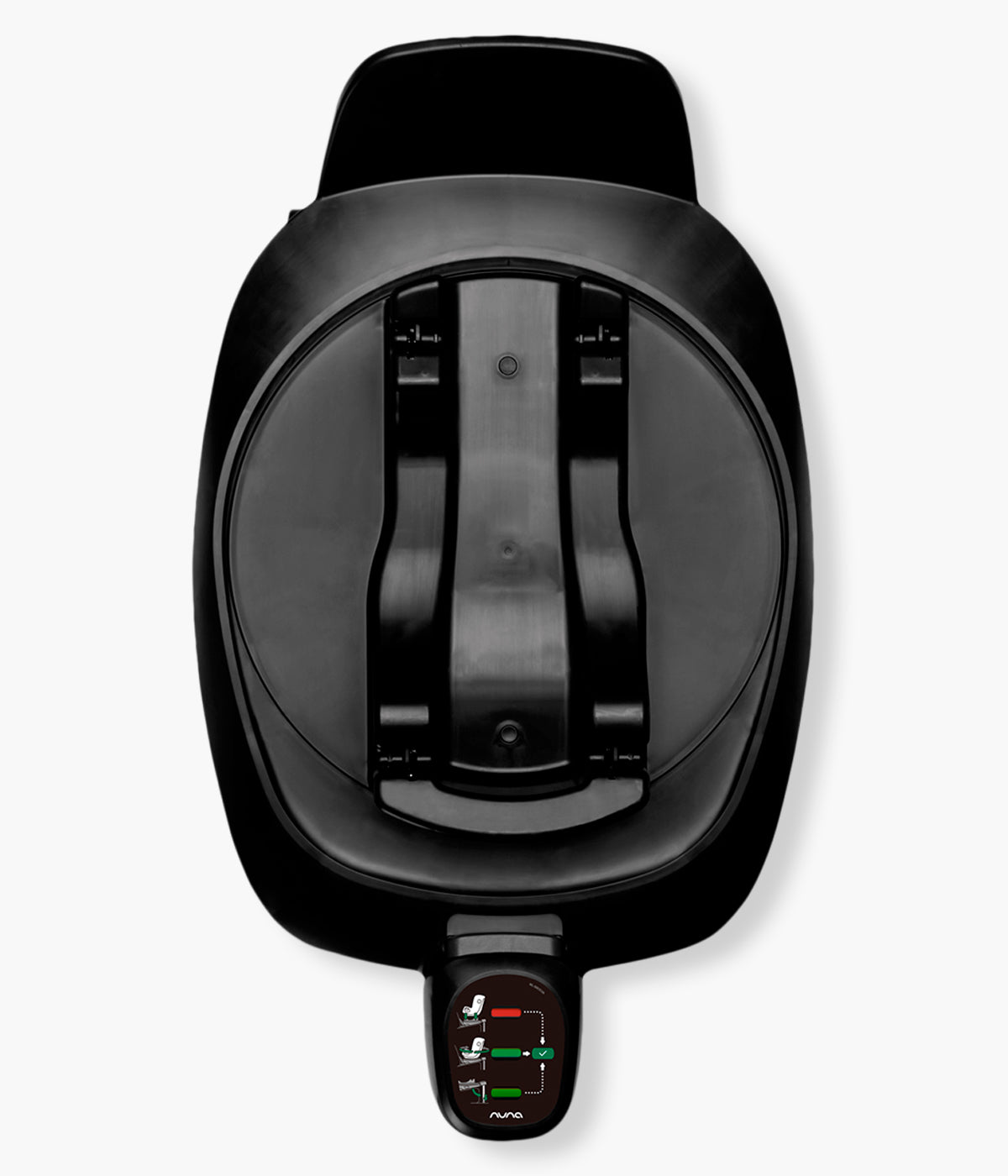 Vista superior da base Isofix Next 360º da marca Nuna. Prática base Isofix rotativa a 360°, concebida para facilitar a colocação da criança e proporcionar uma instalação simples e segura.