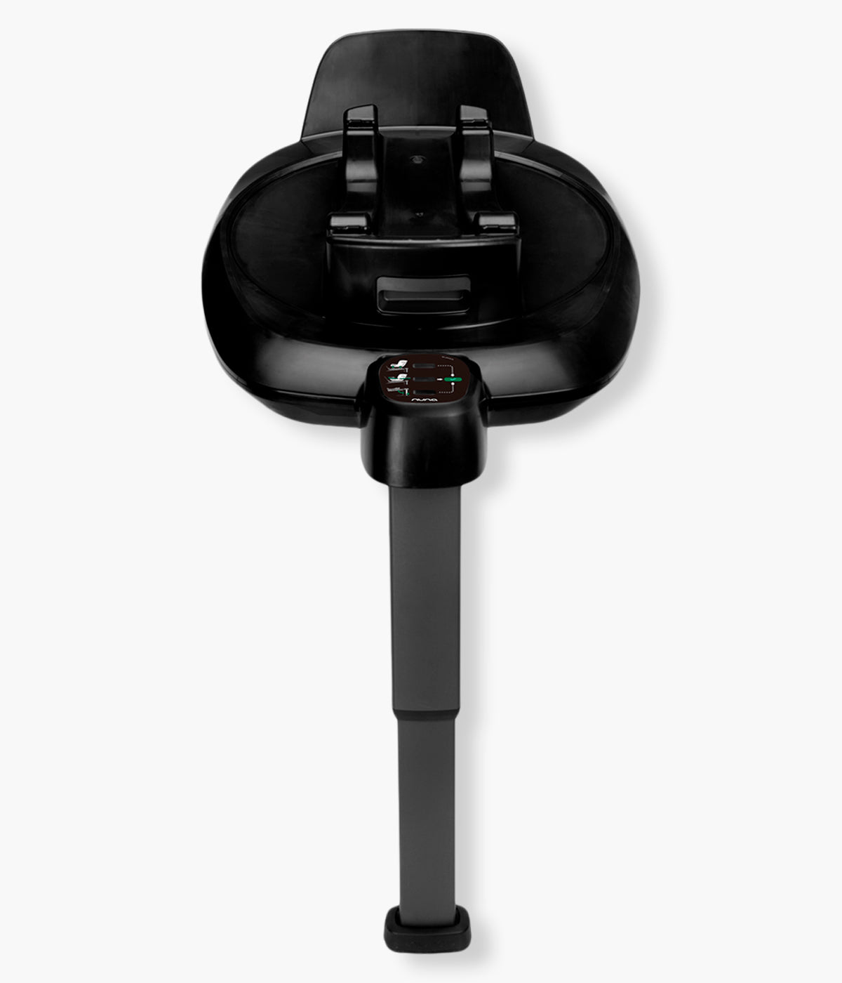 Vista frontal da base Isofix Next 360º da marca Nuna. Prática base Isofix rotativa a 360°, concebida para facilitar a colocação da criança e proporcionar uma instalação simples e segura.