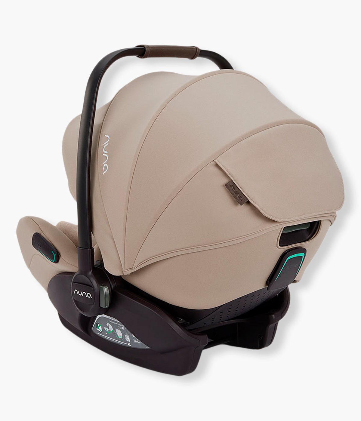 Vista traseira da babycoque para bebé Arra flex da marca Nuna na cor Chateau. Premium babycoque i-Size leve e reclinável, adequada desde o nascimento até aos 87cm.