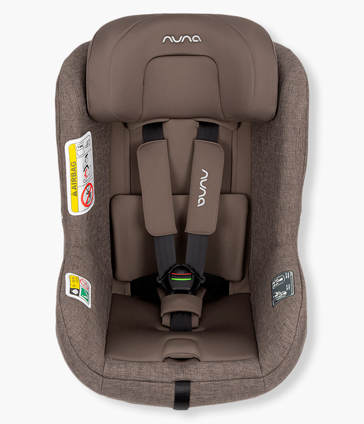 Vista frontal da cadeira auto para bebé Todl Next da marca Nuna na cor Chestnut. A Nuna Todl Next é uma cadeira auto rotativa i-Size concebida para acompanhar o crescimento do bebé desde o nascimento até aos 105 cm.