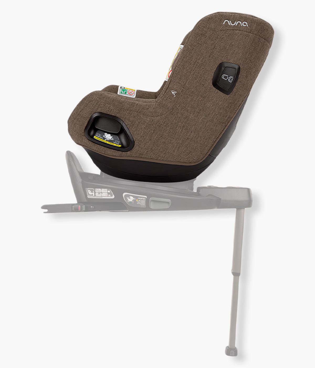Vista lateral instalada no automovel da cadeira auto para bebé Todl Next da marca Nuna na cor Pistachio.