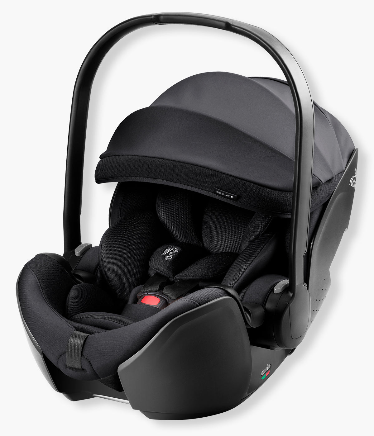 Vista lateral da babycoque Baby-Safe Pro Style da Britax Römer na cor Carbon Black.