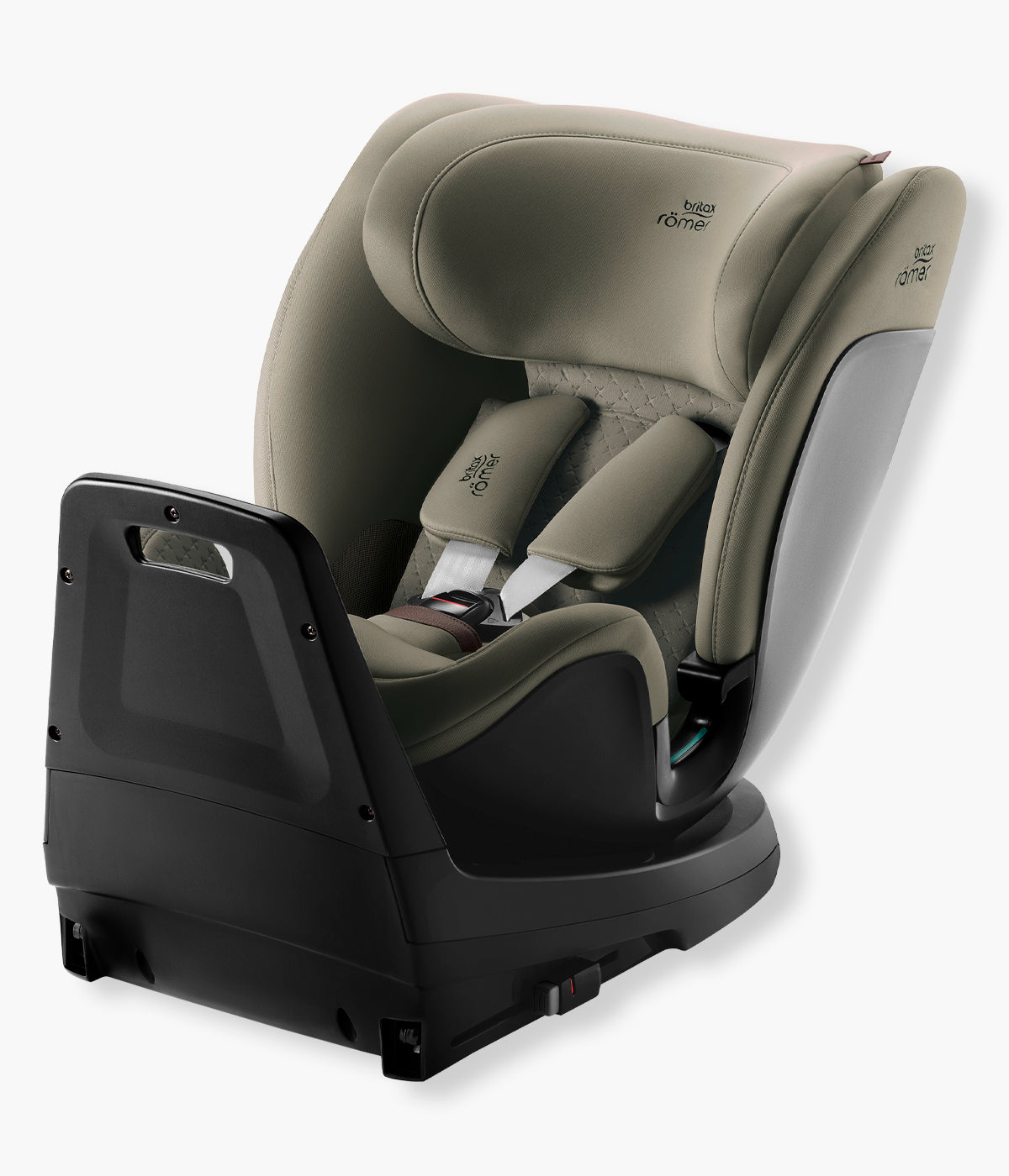 Vista lateral da cadeira auto evolutiva Swivel-Grow Max Air Lux da Britax Römer na cor Urban Olive.