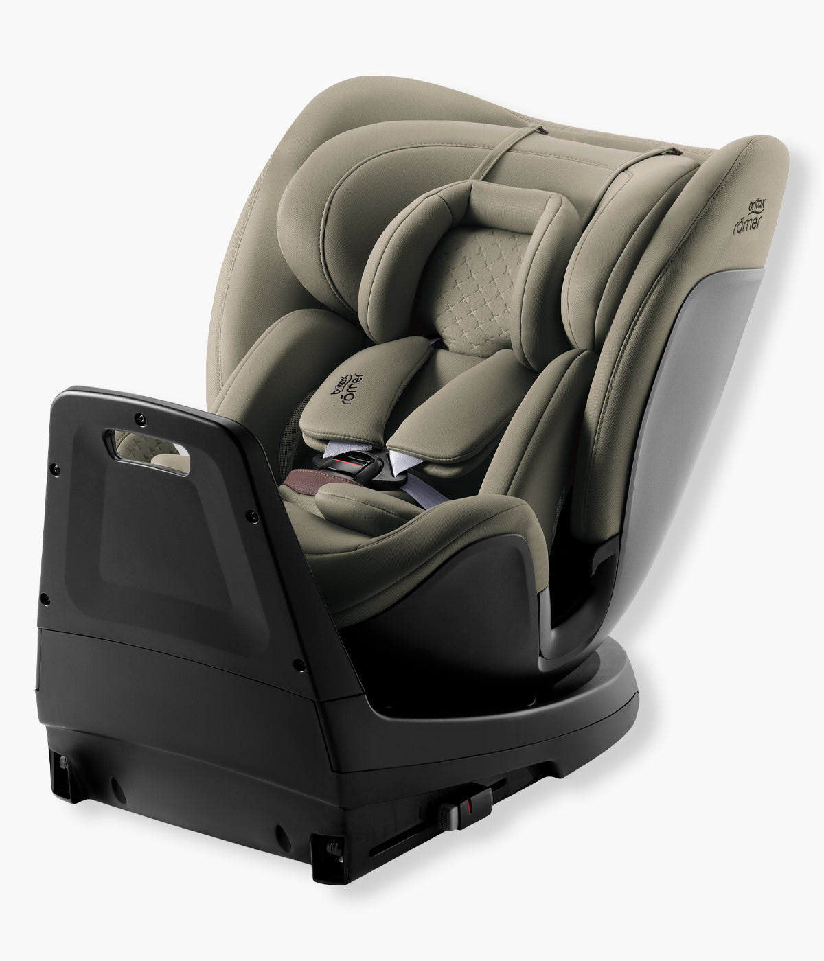Vista lateral da cadeira auto evolutiva Swivel-Grow Max Air Lux da Britax Römer na cor Urban Olive.