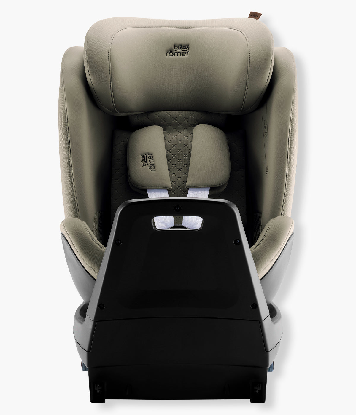 Vista frontal da cadeira auto evolutiva Swivel-Grow Max Air Lux da Britax Römer na cor Urban Olive.